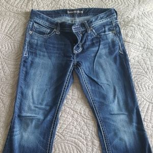EUC, Express Jeans. Dark wash, white stitching